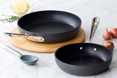 Two All-Clad nonstick skillets