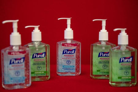 Five bottles of hand sanitizer