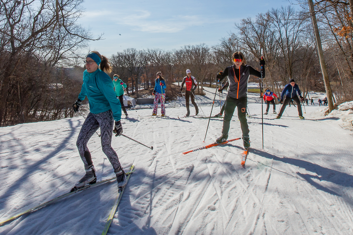 A group of skiers on Minneapolis cross-country trails