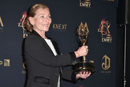 Judge Judy Sheindlin, with her Lifetime Achievement Award,  attends the 46th Annual Daytime Emmy Awards - Press Room at Pasadena Civic Center on May 05, 2019 in Pasadena, California. (Photo by David Crotty/Patrick McMullan via Getty Images)