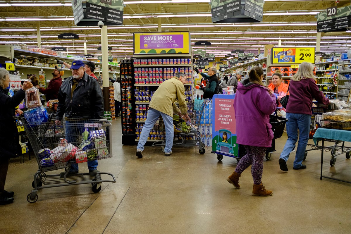 Grocery store shoppers stock up during coronavirus outbreak