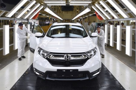 White Honda being inspected in Wuhan, China factory