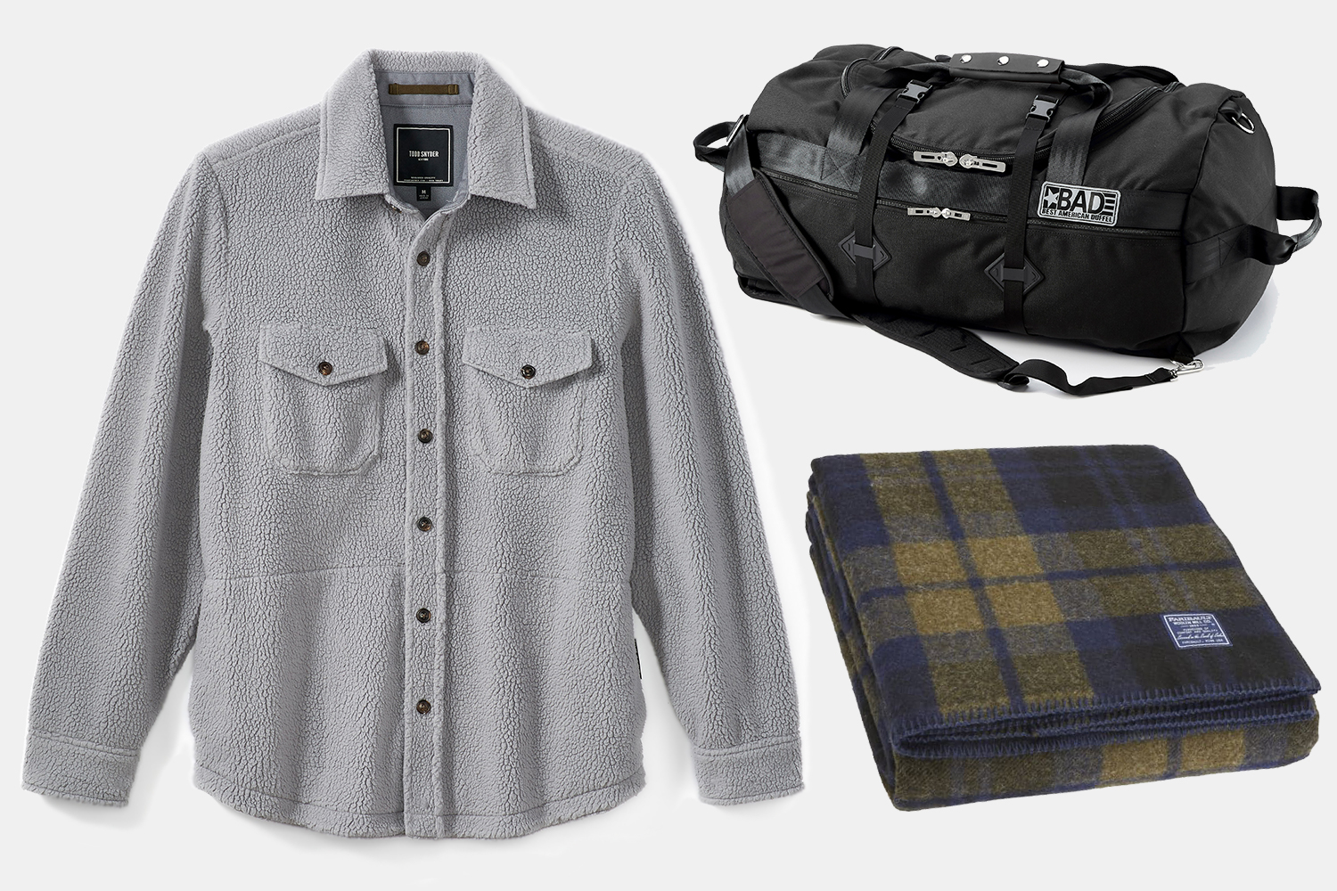 A Todd Snyder shirt, BAD bag and Faribault blanket