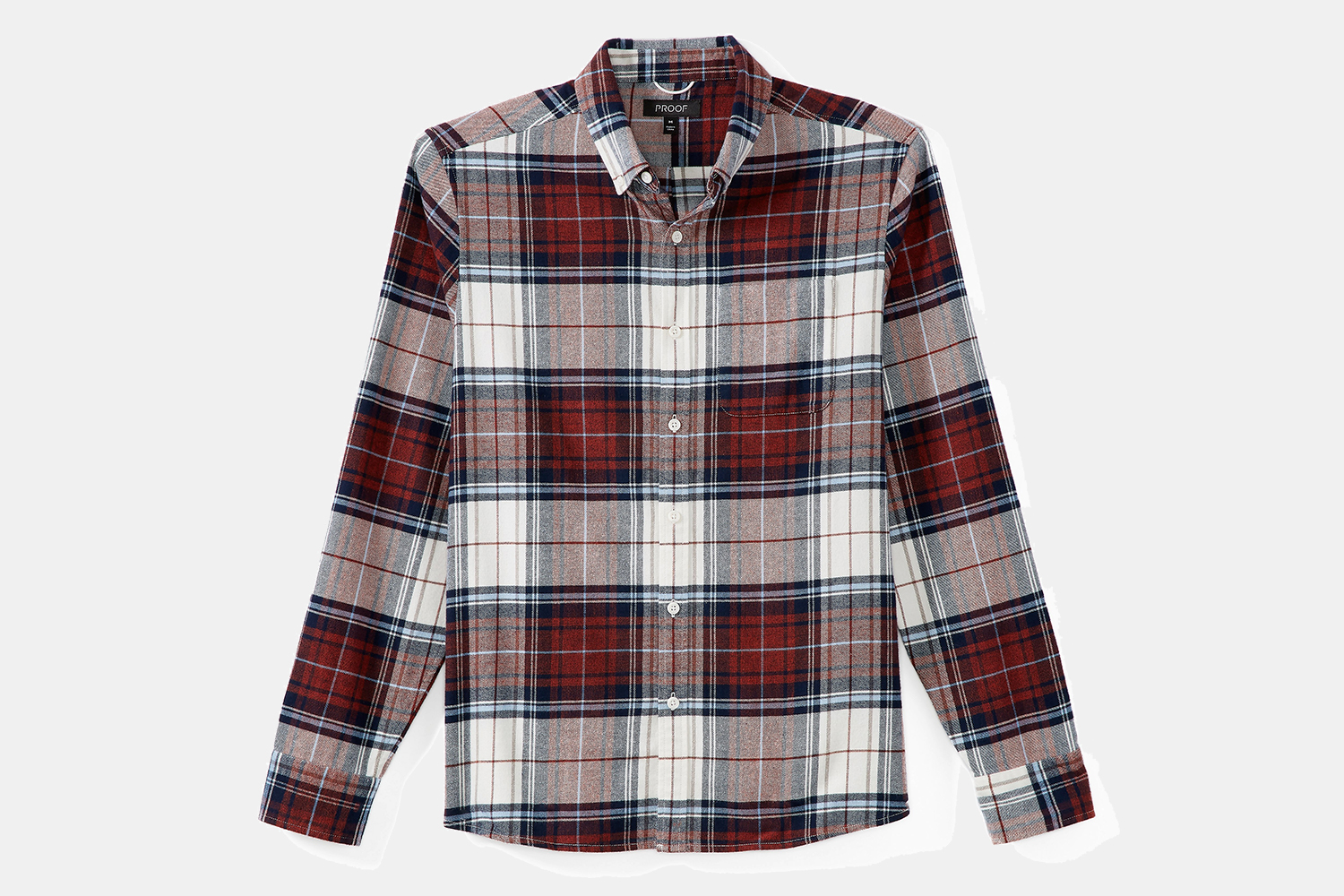 Men's red and white flannel shirt
