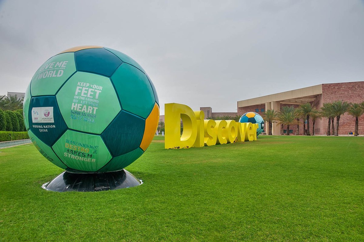 Soccer sculpture in Qatar