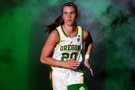 Sabrina Ionescu is introduced before the championship game of the Pac-12 Conference.  (Ethan Miller/Getty)
