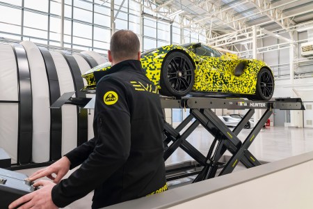 Lotus Evija electric hypercar undergoing assembly