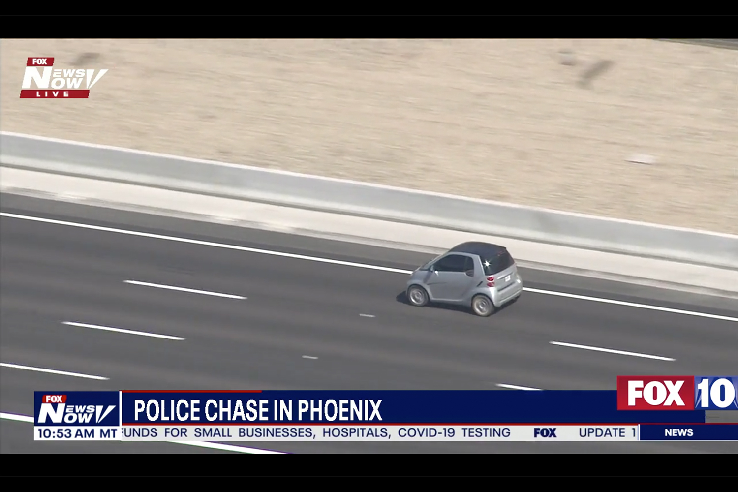 Smart Car Fortwo outruns police in Phoenix chase
