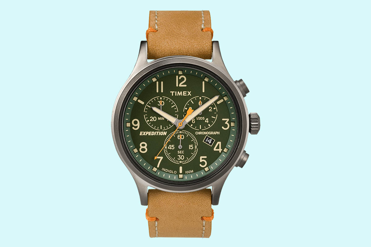 Expedition Scout Chronograph 42mm Leather Strap Watch