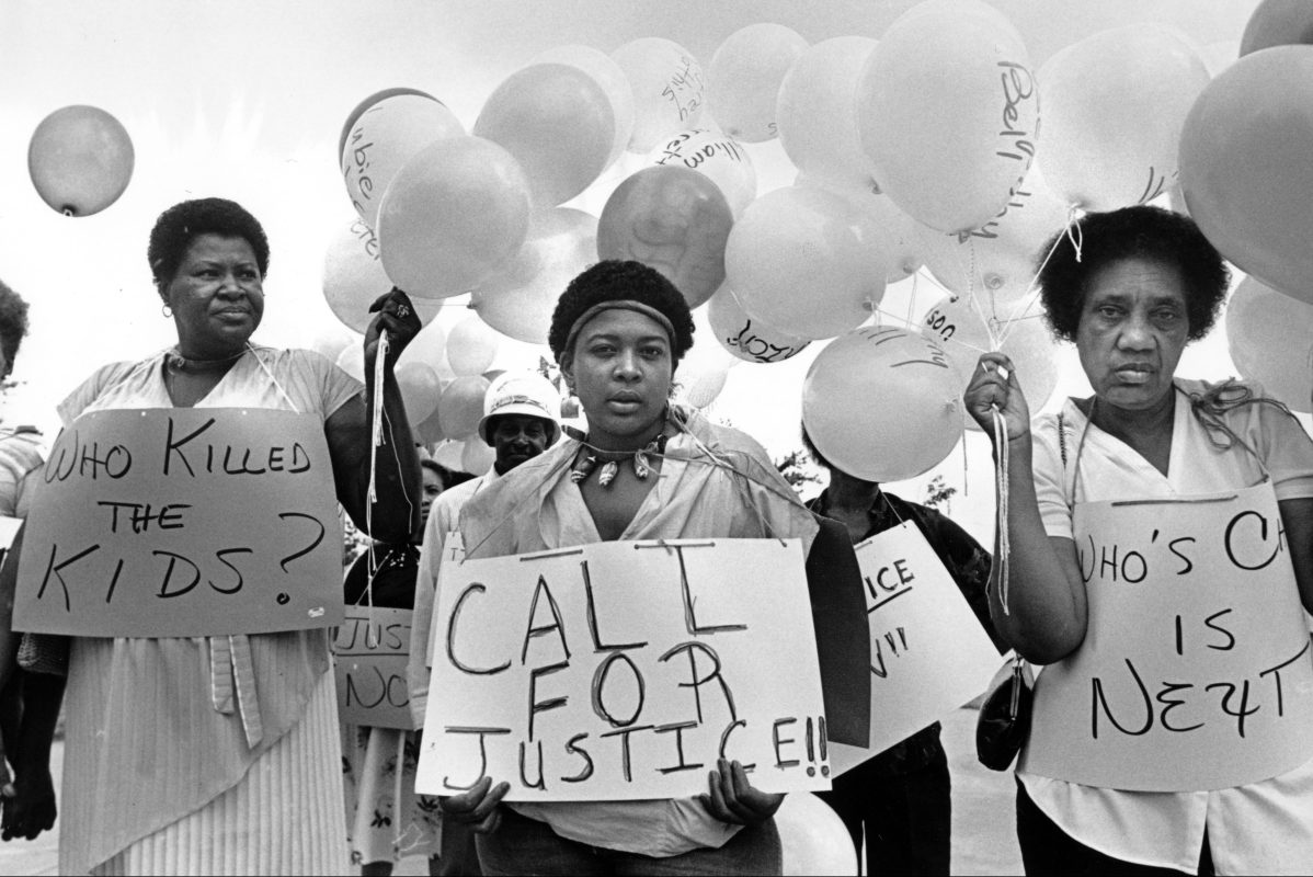 Mothers of missing and murdered kids in Atlanta preparing to march in 1984. (Georgia State University/AP/HBO)