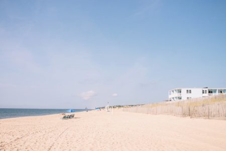 The view down a beach in the Hamptons