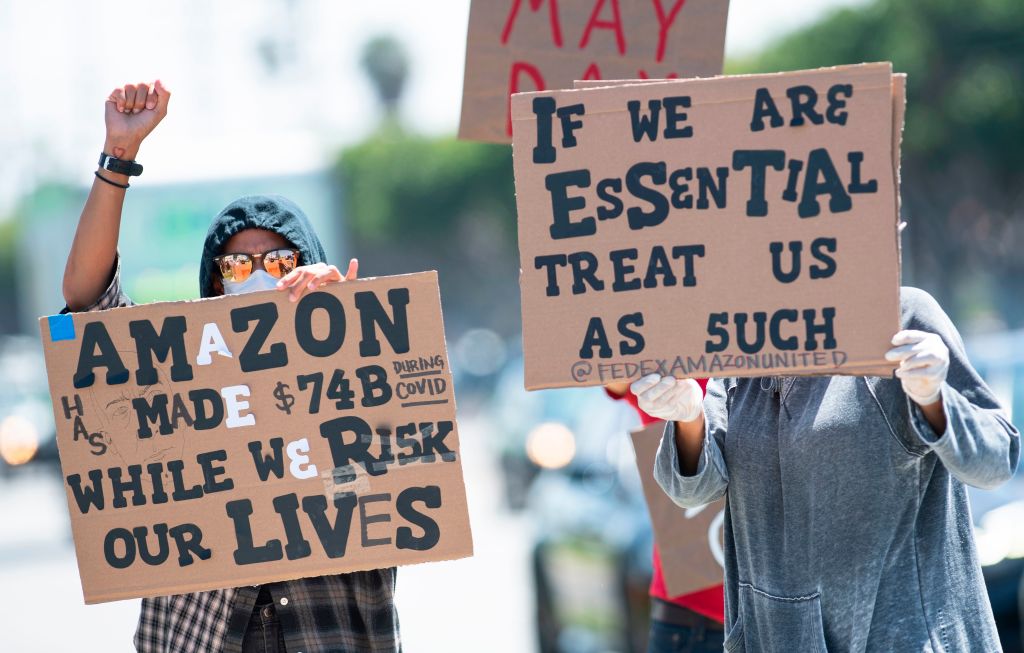 Amazon workers protest during pandemic
