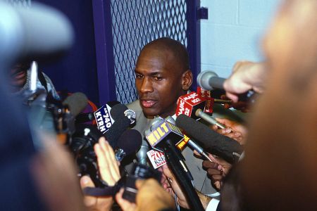 Episodes 5 and 6 of "The Last Dance" see Jordan growing sick of the media spotlight. (Photo by Focus on Sport/Getty Images)