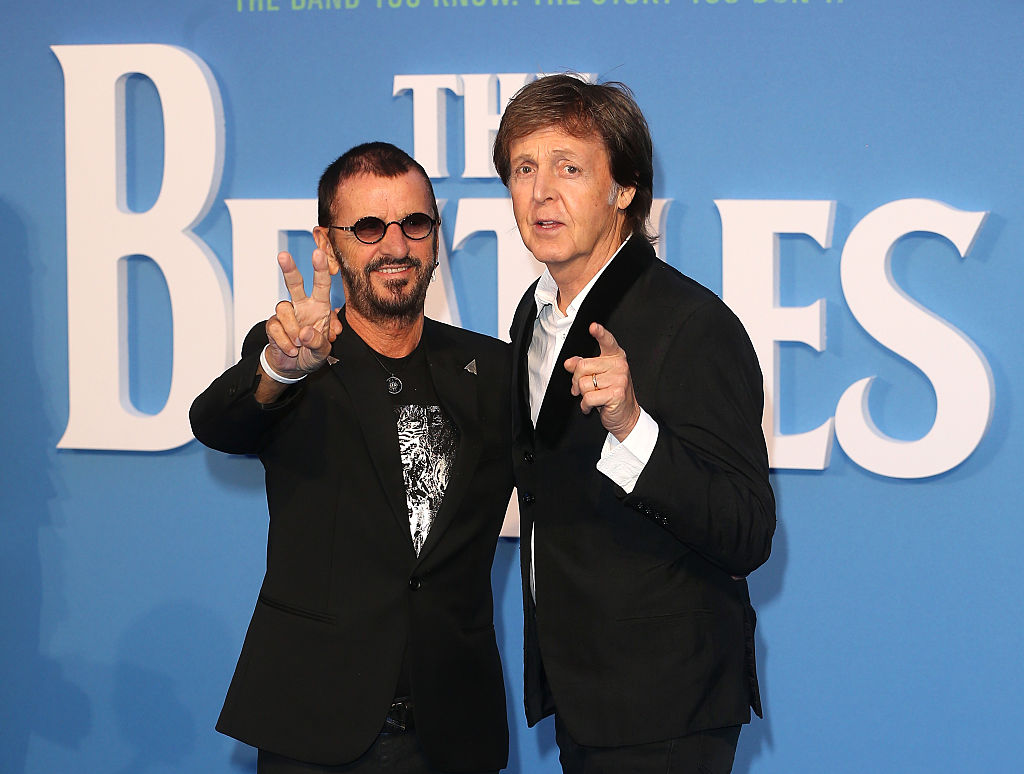 Ringo Starr and Sir Paul McCartney arrive for the World premiere of "The Beatles: Eight Days A Week - The Touring Years" at Odeon Leicester Square on September 15, 2016 in London, England. (Photo by Fred Duval/FilmMagic)