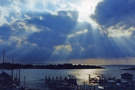 Sun shines on the water in the Outer Banks
