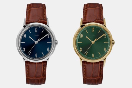 Timex Marlin Hand-Wound Watches in blue and green