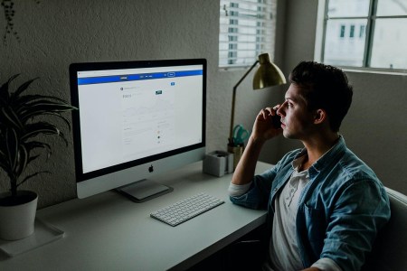 Man working from home on his computer