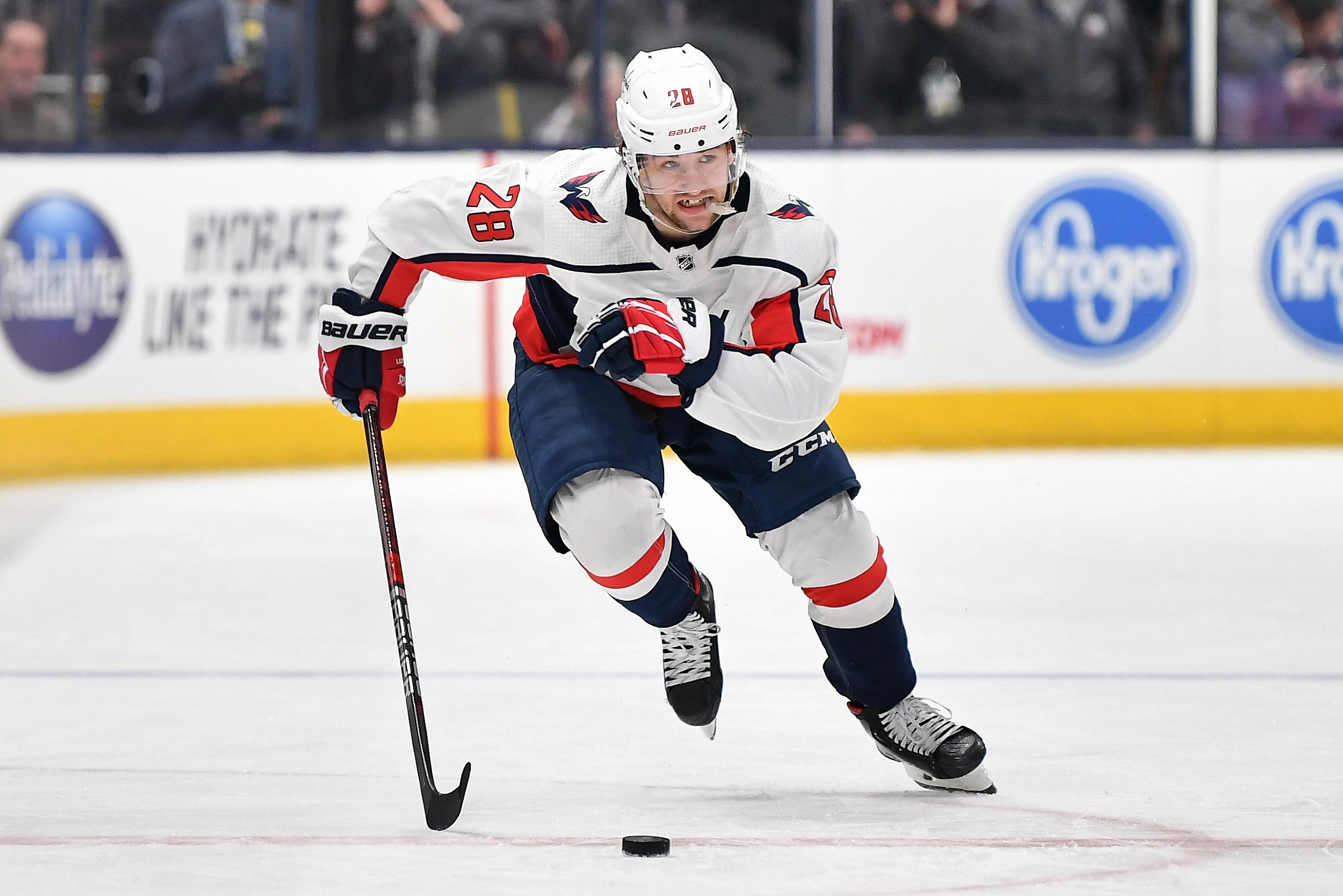 Brendan Leipsic of the Washington Capitals was part of a misogynistic group chat. (Jamie Sabau/NHLI via Getty)