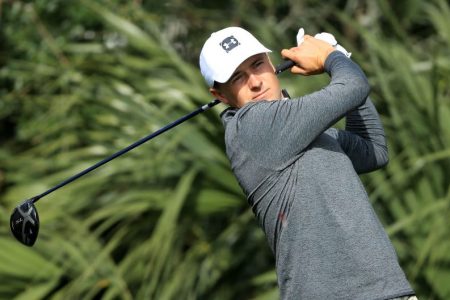 Jordan Spieth of the United States plays a shot. (Sam Greenwood/Getty)