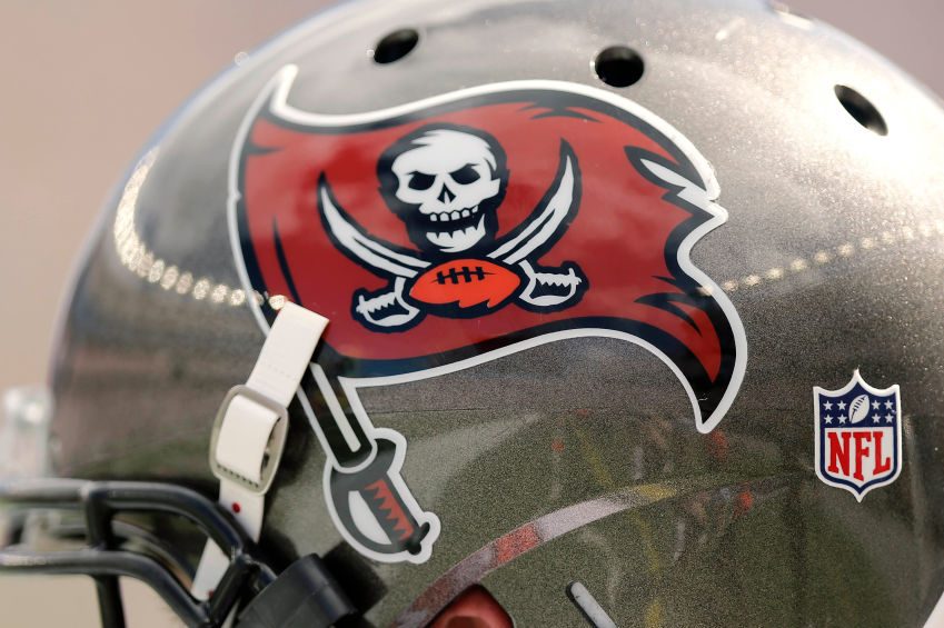 A Tampa Bay Buccaneers helmet and logo. (Winslow Townson/Getty Images)