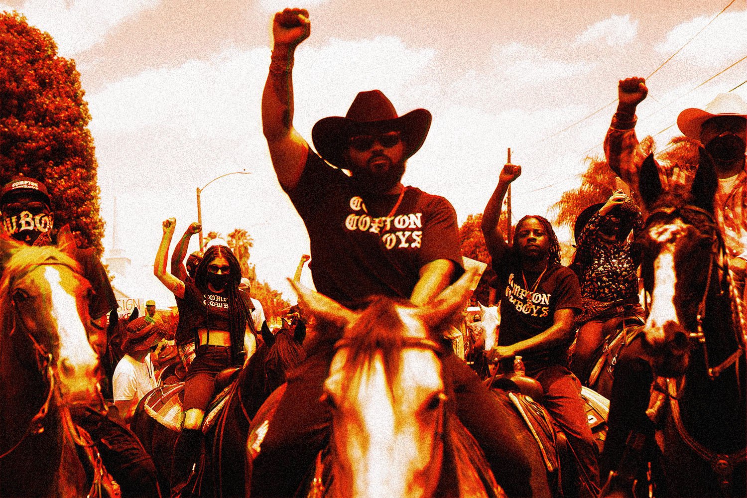 Compton Cowboys ride in a peaceful protest after the death of George Floyd