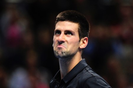 Novak Djokovic frowns