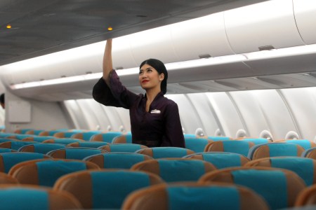 Garuda Indonesia airline introduces its newest aircraft, the Airbus A330-900 Neo wide-body fleet on Tangerang, Indonesia on November, 27, 2019. (Photo by Dasril Roszandi/NurPhoto via Getty Images)