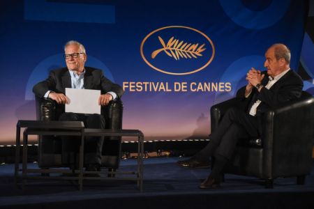 (From L) Cannes Film Festival's director Thierry Fremaux (C) and President Pierre Lescure (R) reveal the 73rd Cannes Film Festival Official Selection, in Paris, on June 3, 2020. (Photo by Serge ARNAL / STARFACE / AFP) 