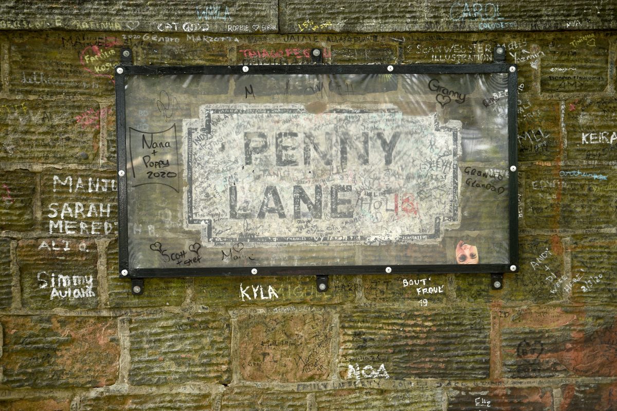 Penny Lane sign in Liverpool, England
