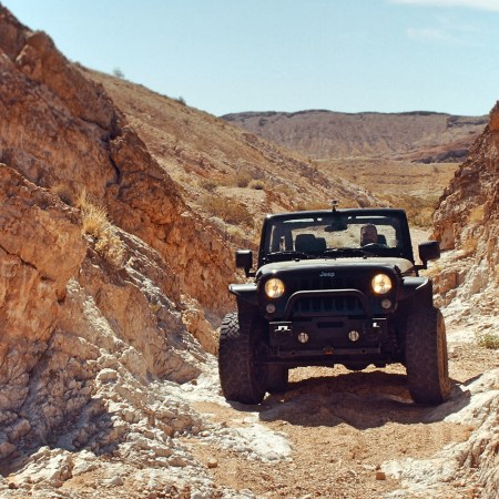 Black Jeep off-roading in the Nevada desert