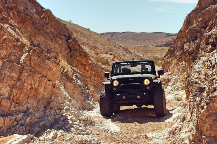 Black Jeep off-roading in the Nevada desert