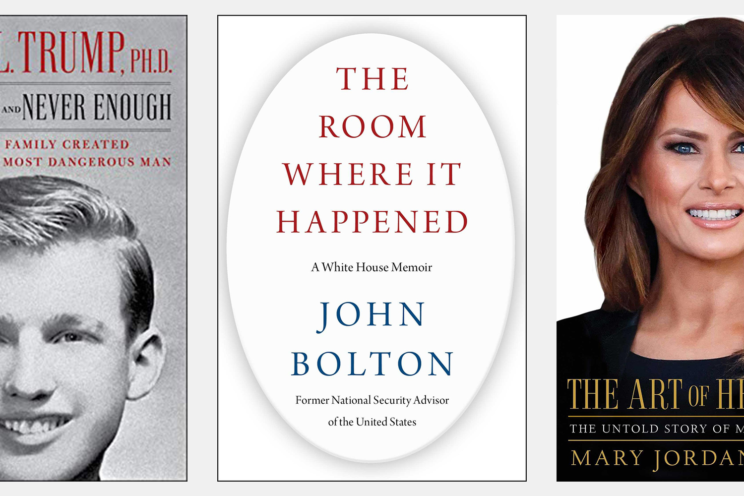 Donald Trump books from Simon & Schuster by Mary Trump, John Bolton and Mary Jordan