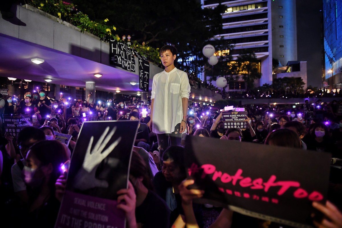 Singer and activist Denise Ho at a #MeToo rally in Hong Kong