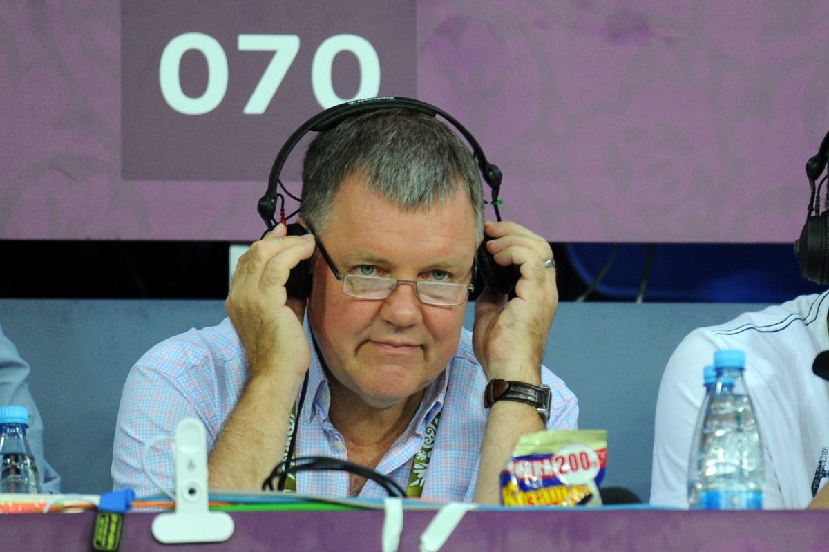 Television commentator Clive Tyldesley working for ITV from the United Kingdom in 2012 (AMA/Corbis via Getty)