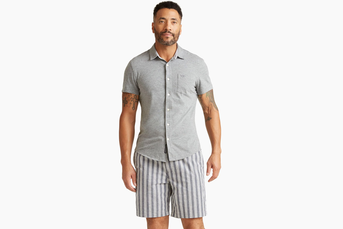 Men's Knit Button-Up Shirt, Slim Fit
