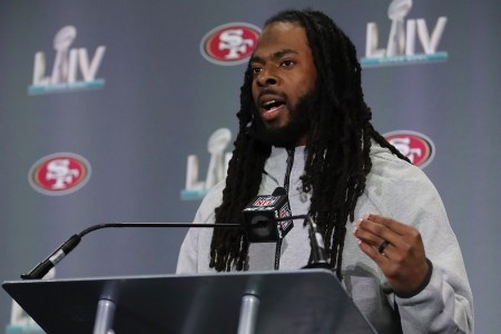 Richard Sherman of the 49ers prior to Super Bowl LIV