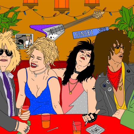 Glamrockers hang out at a bar