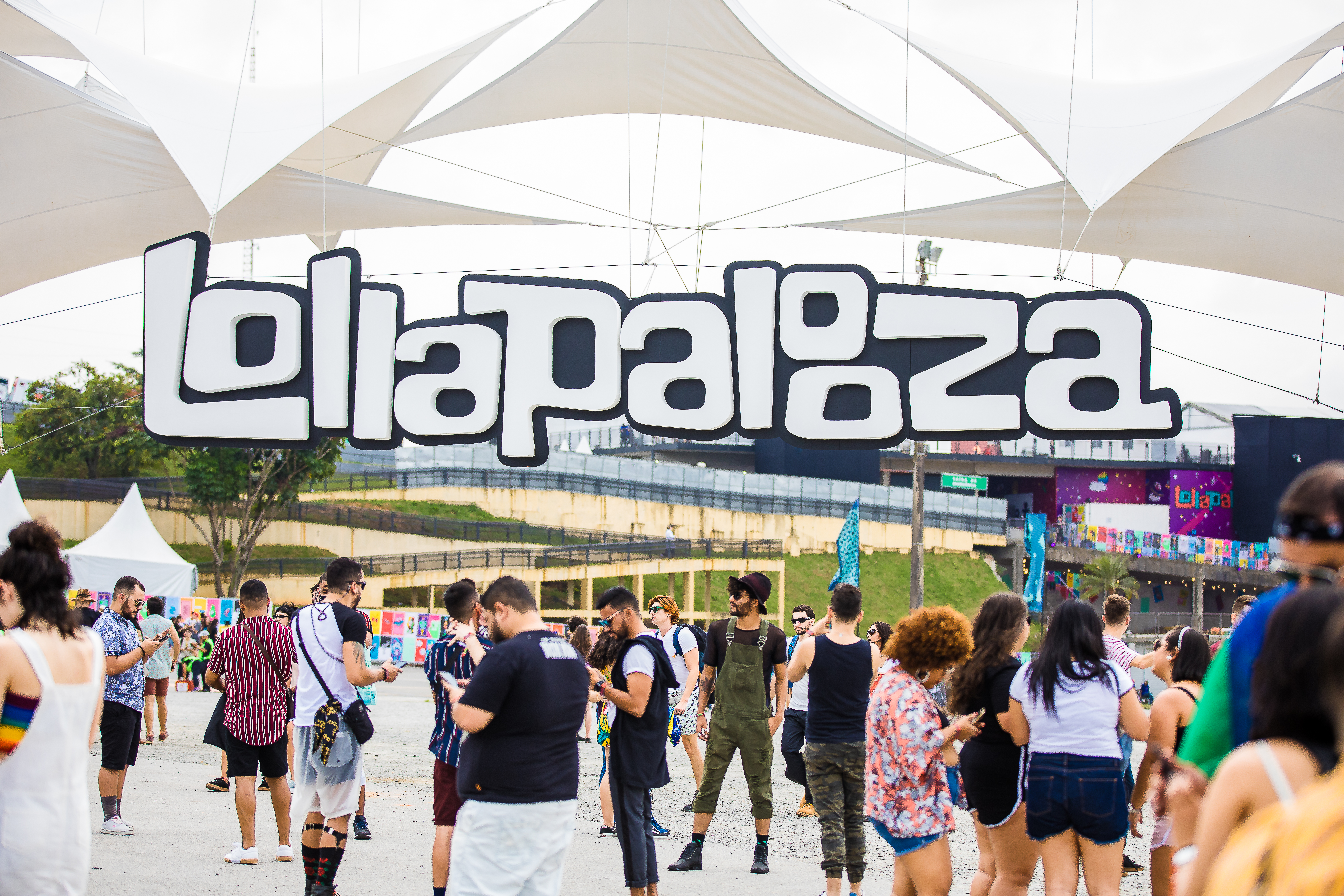 A general view of the Lollapalooza Logo entrance during the first day or day one of Lollapalooza Brazil Music Festival at Interlagos Racetrack on April 05, 2019 in Sao Paulo, Brazil. (Photo by Mauricio Santana/Getty Images)