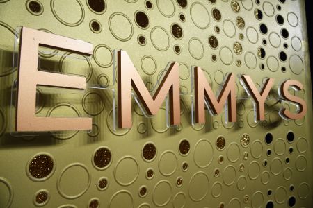 An Emmy Awards logo is pictured ahead of the 71st Emmy Awards on September 21, 2019, in Los Angeles, California. (Photo by Robyn Beck / AFP)