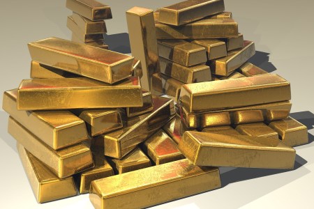 A pile of solid gold bars