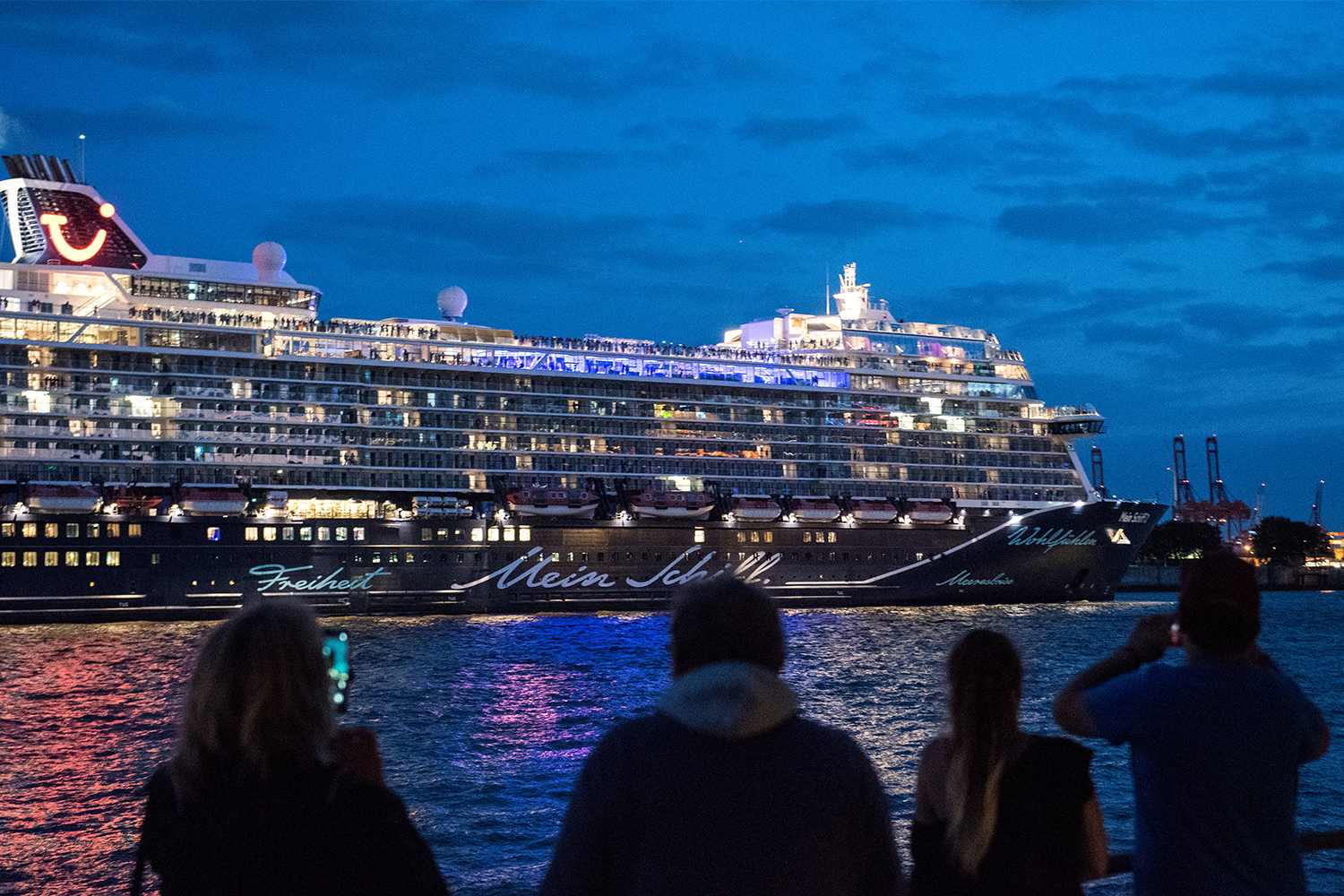 Germany's TUI Cruises ship Mein Schiff 2 leaving port on July 24, 2020