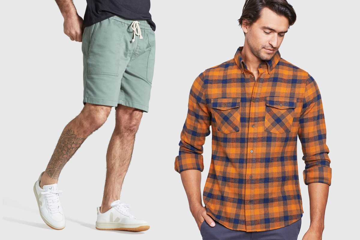 United By Blue Camp shorts and responsible flannel shirt