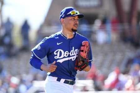 Mookie Betts of the Los Angeles Dodgers during spring training.