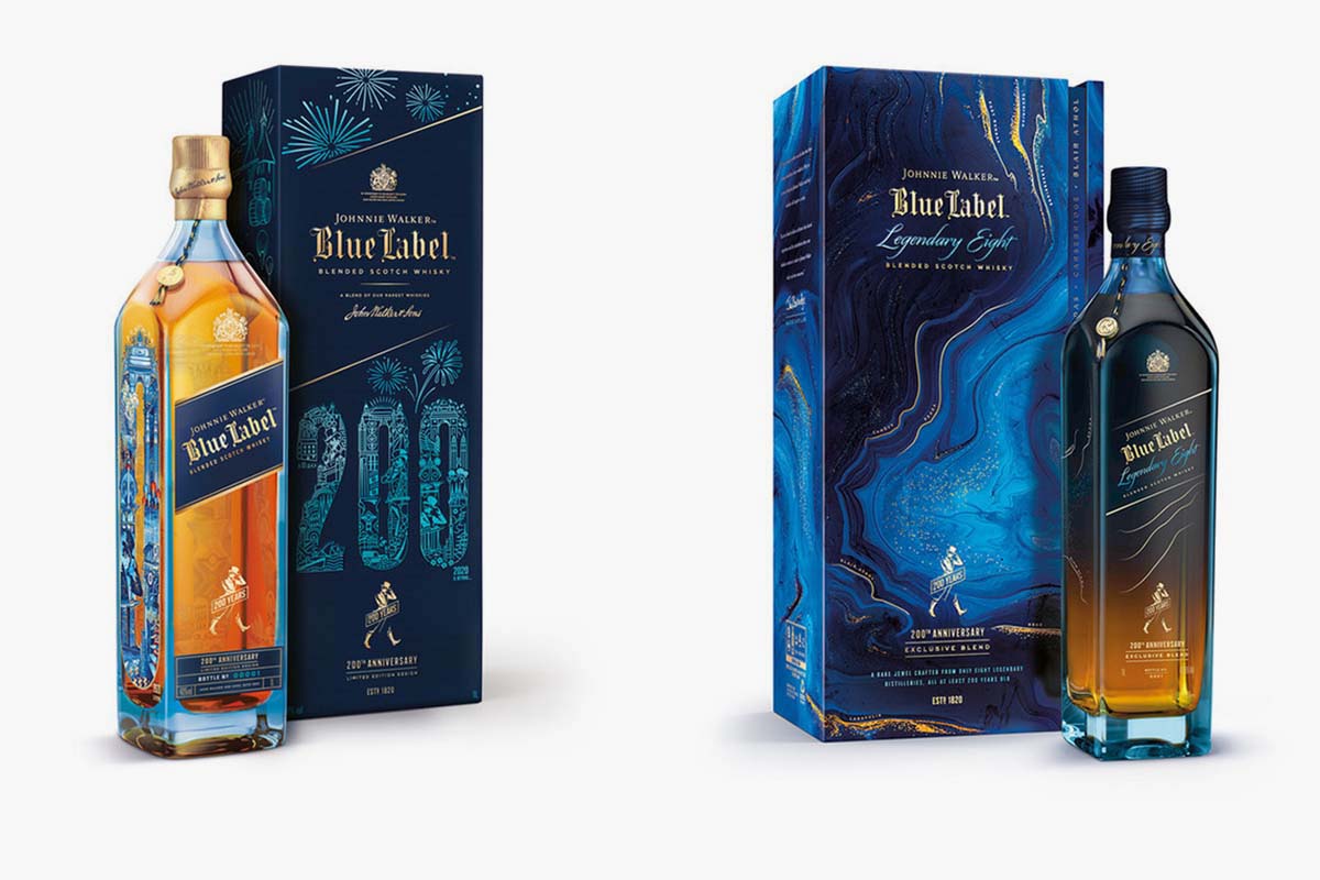 Johnnie Walker Blue Label 200th Anniversary Limited Edition Design and Blue Label Legendary Eight