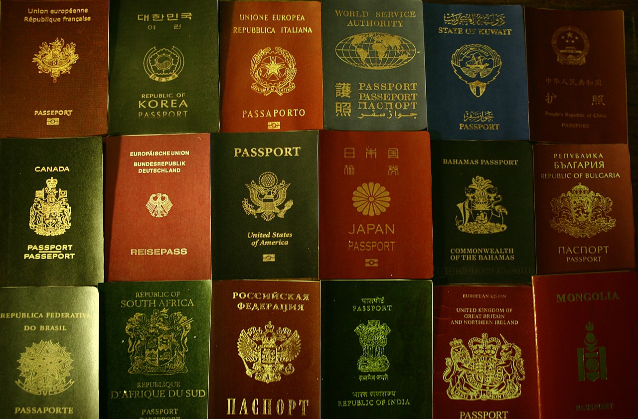 A variety of passports laid out