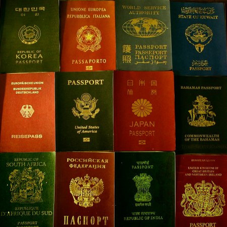 A variety of passports laid out