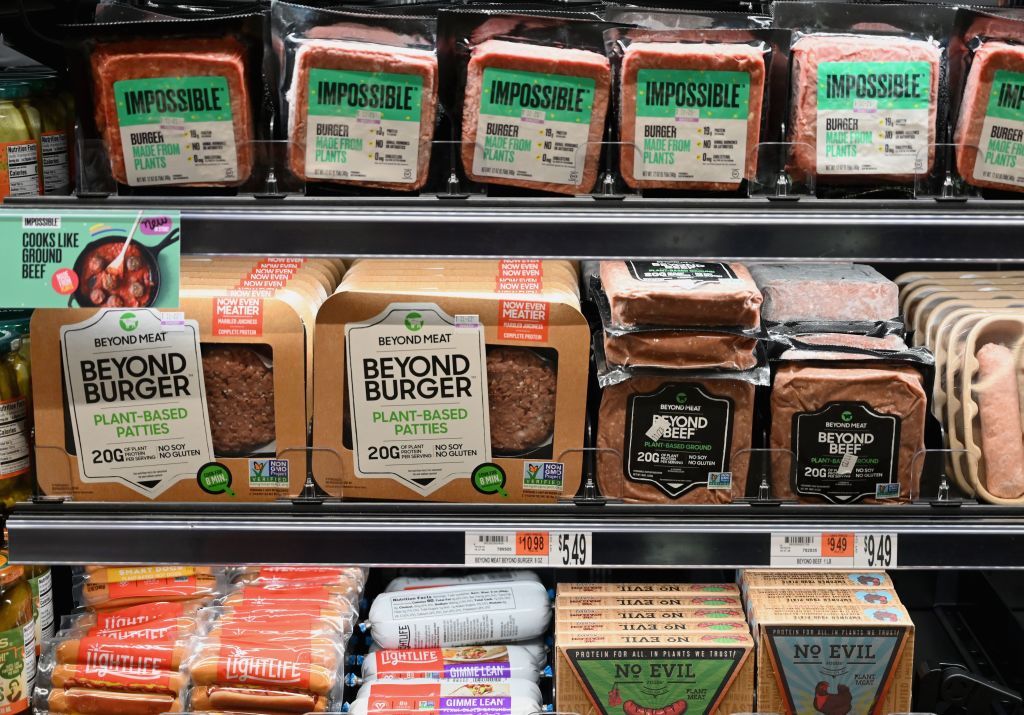 "Impossible Burger" and "Beyond Meat" packages
