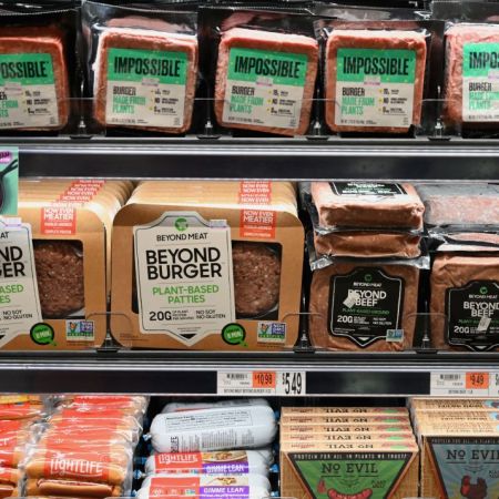 "Impossible Burger" and "Beyond Meat" packages