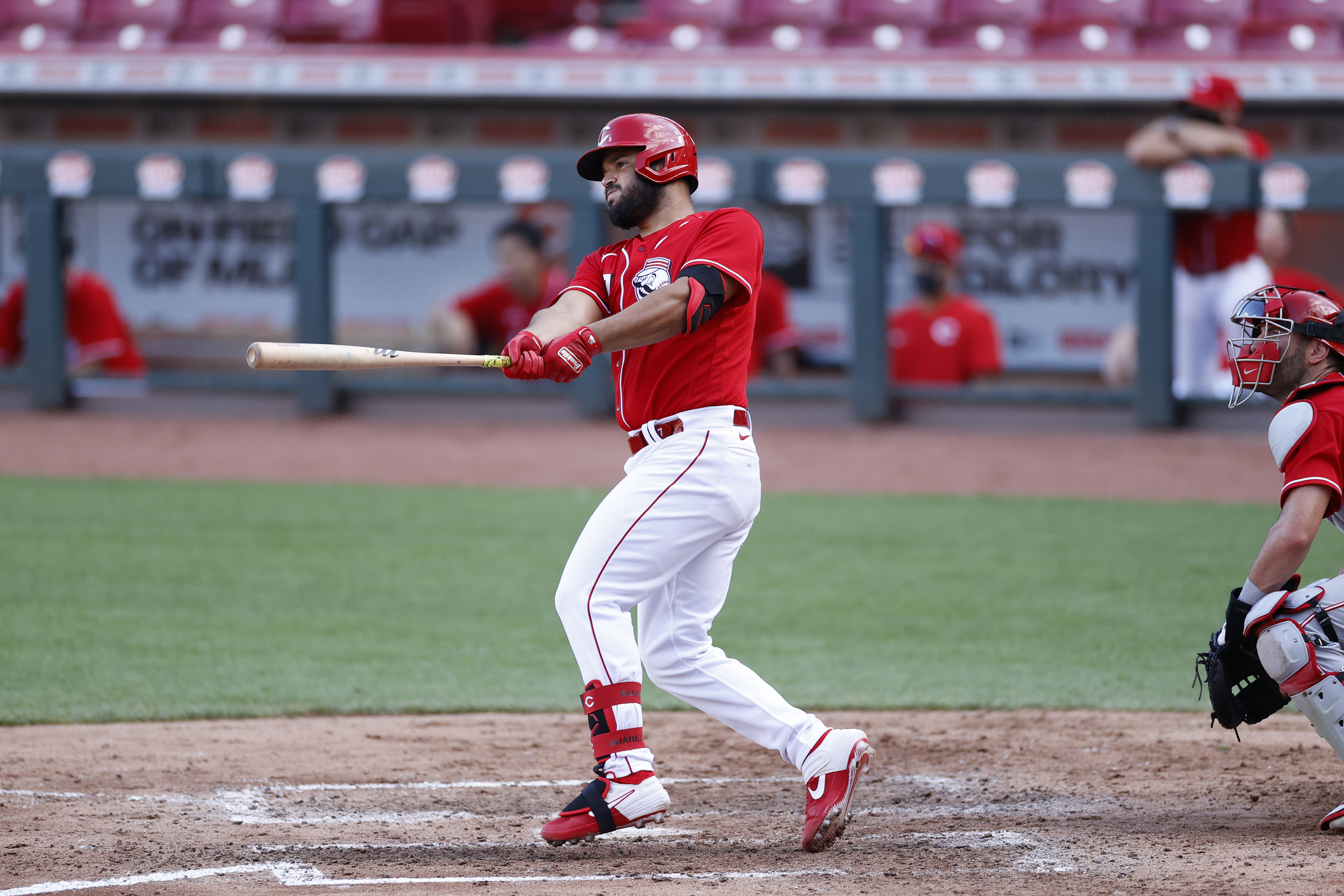 Slugger Eugenio Suarez of Cincinnati will try to lead the Reds to the playoffs. (Joe Robbins/Getty)