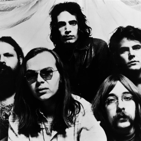 Members of the rock band Steely Dan in a black and white photo